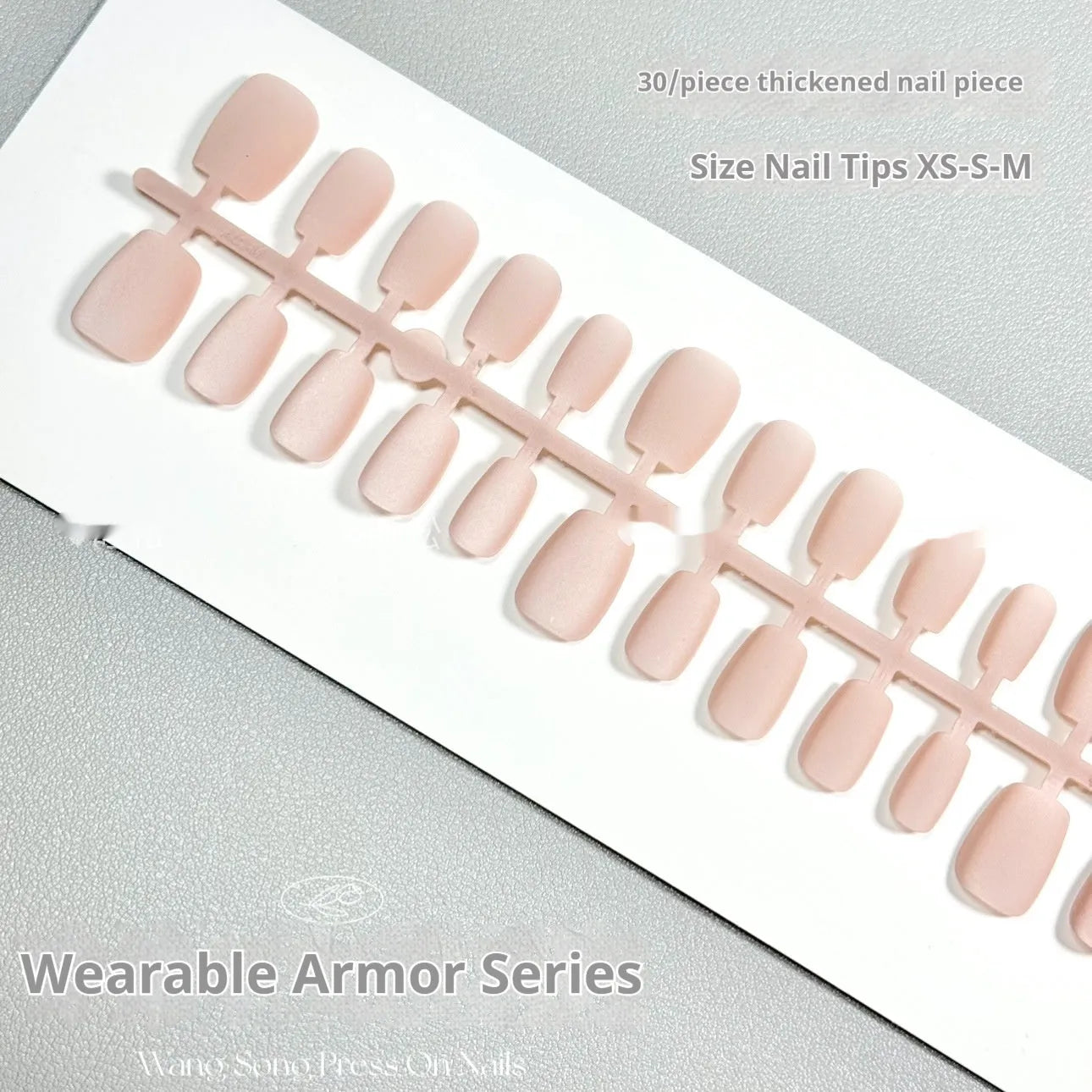 Frosted Velvet Cat's Eye 01 artificial nails showing electroplated finish and short ladder design in XS, S, M sizes