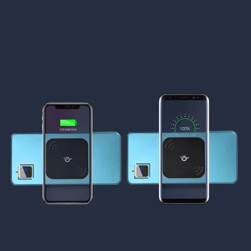 Portable power bank with LCD display, alloy casing, and colour options including black, silver, red, and blue