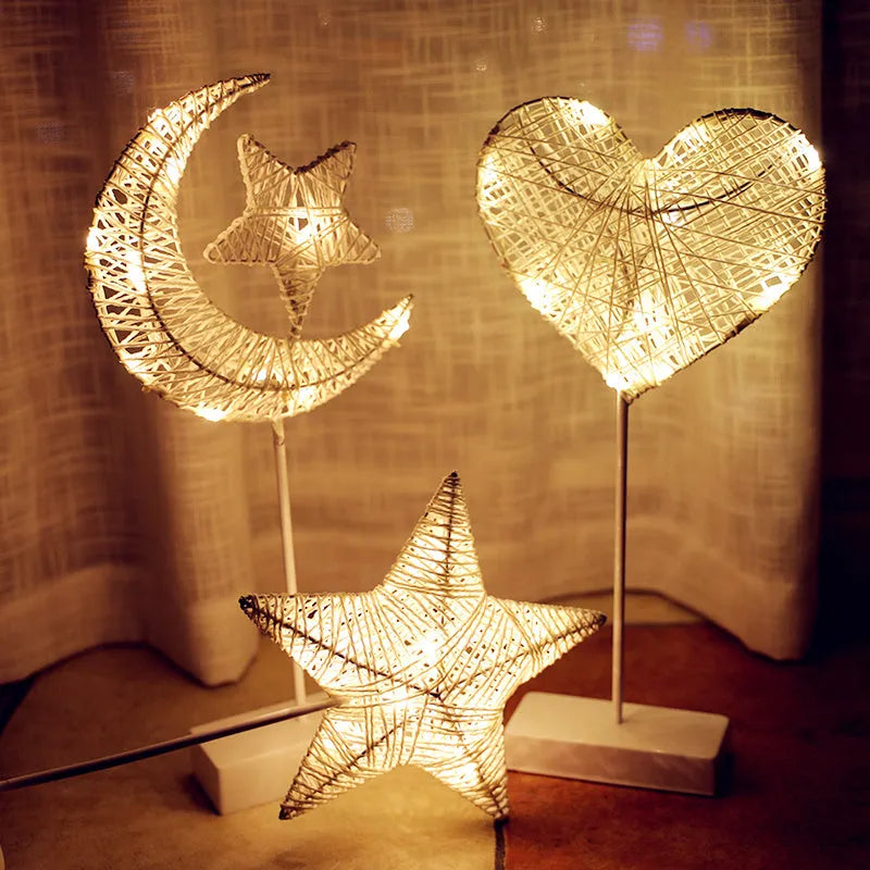 LED rattan star lamp with battery operation for bedroom decoration