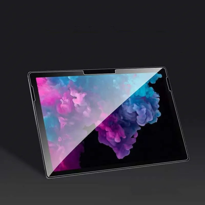 Tempered glass screen protector for Microsoft Surface tablet showing HD clarity and precise edge fit