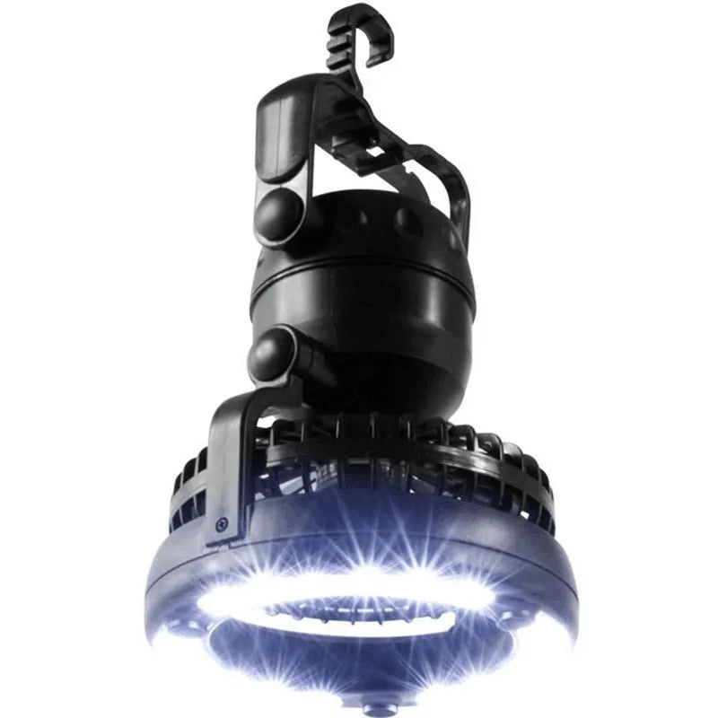 Camp fan lamp 2-in-1 ABS LED tent light and fan, 167 x 184 mm, 2.5 W, top hook, 18 white LEDs