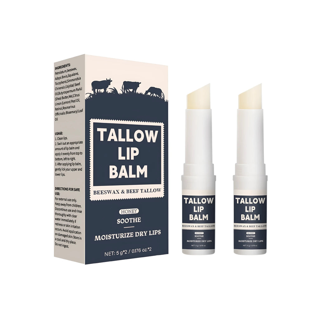 Two tubes of Light Grain Soft Full Lips Beef Fat Lip Balm with natural ingredients for 8-hour moisturisation