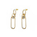 Sterling silver geometric hoop earrings with electroplated finish and needle post design