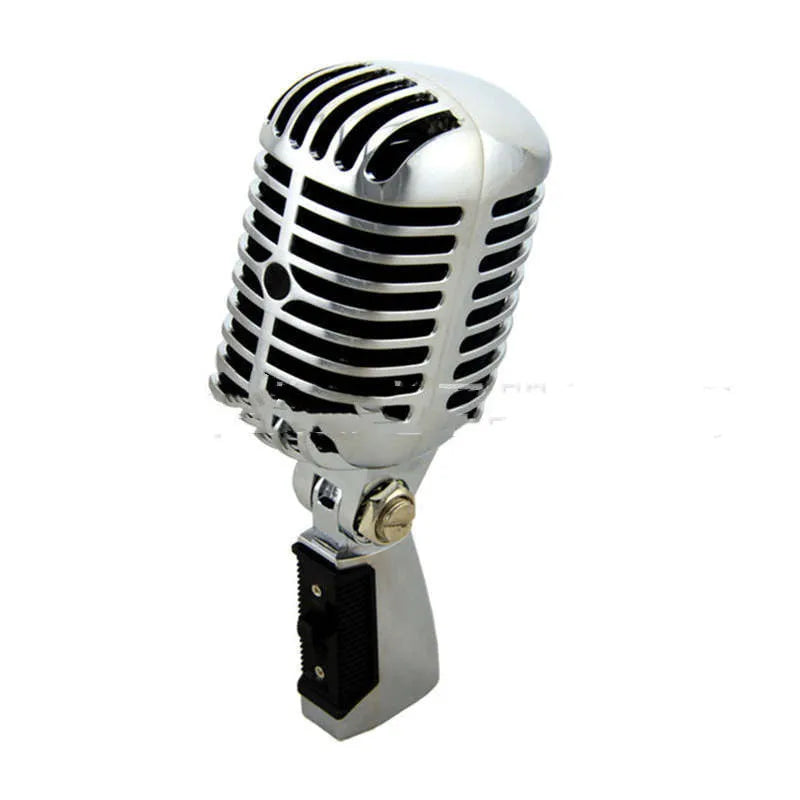 Gold retro dynamic microphone with heart-shaped directivity pattern, 185mm length