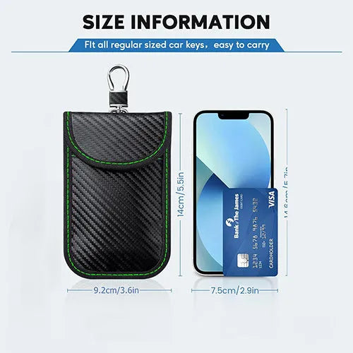 Faraday bag key protector signal blocking RFID pouch for key fob in blue, green, red and white