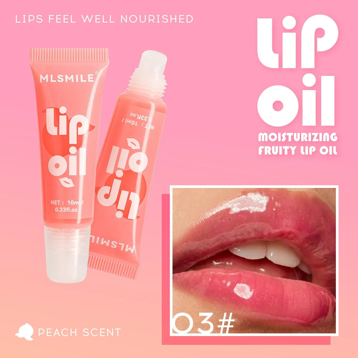 Moisturizing water light mirror lip gloss in 10ml hose tube, available in 6 colours.