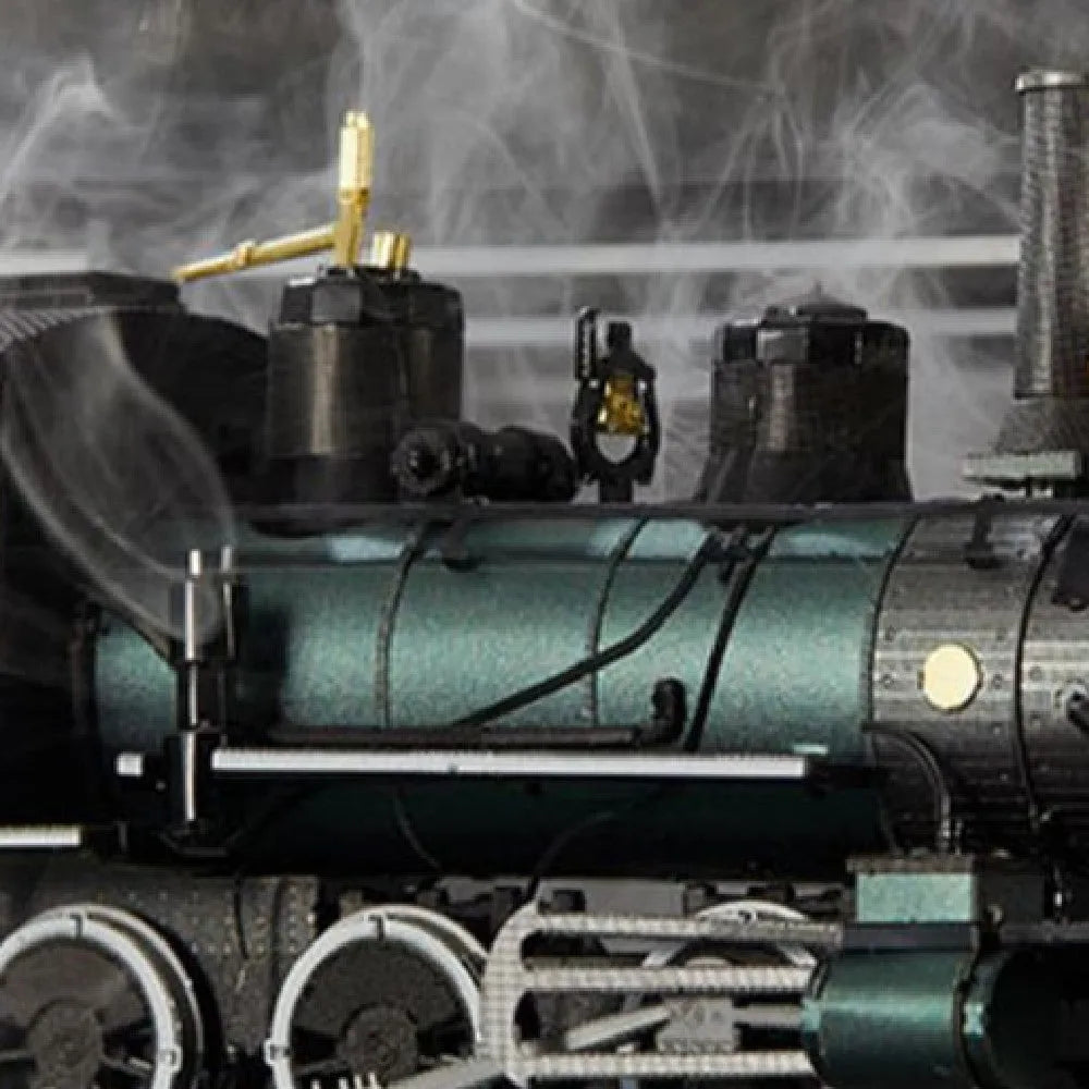 Assembled MG steam locomotive metal model puzzle, brass and stainless steel, 17x5x8cm, metal colour printing