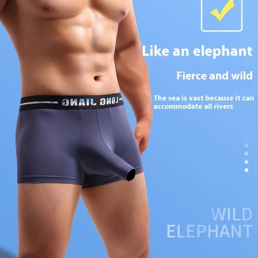 Men's ice silk thin boxers in multiple colours showing mid-waist design and breathable fabric texture