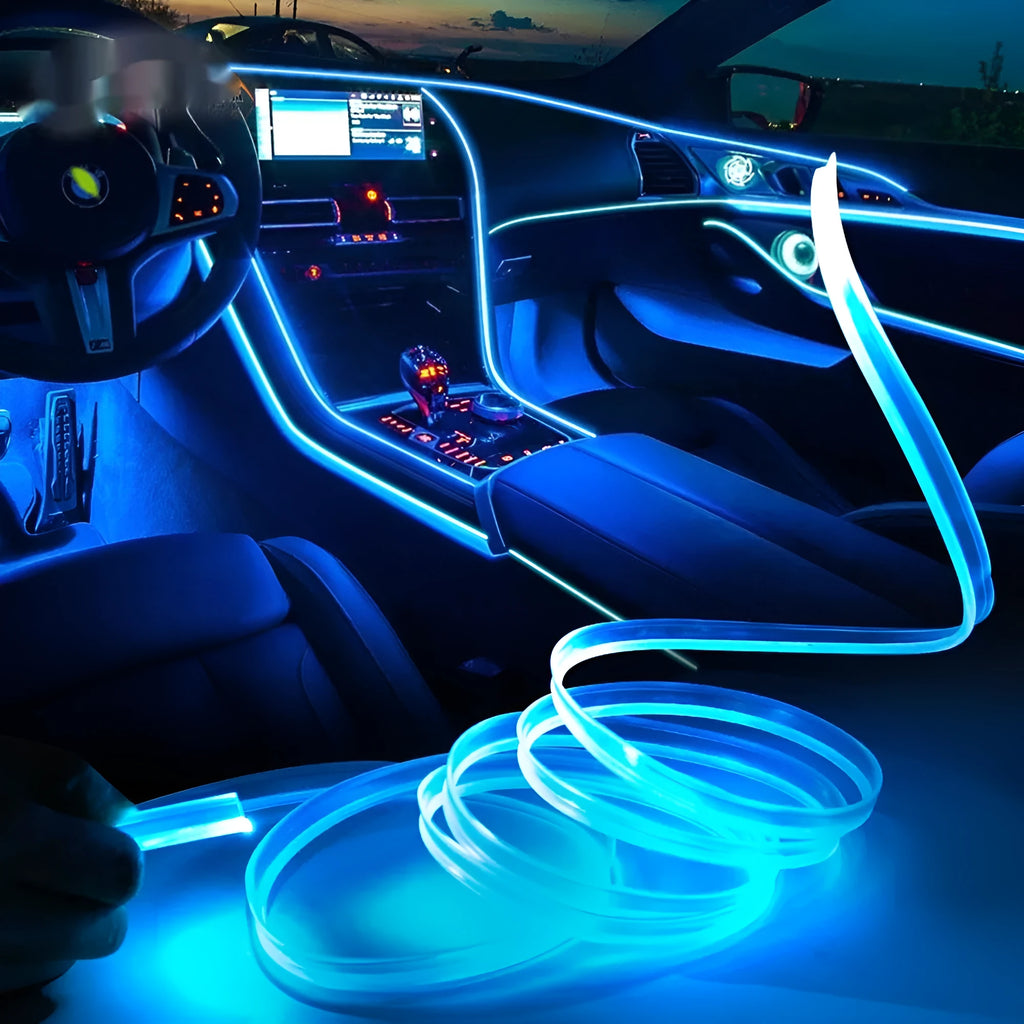 Colourful EL luminous car ambience light strip with USB connector in PVC material