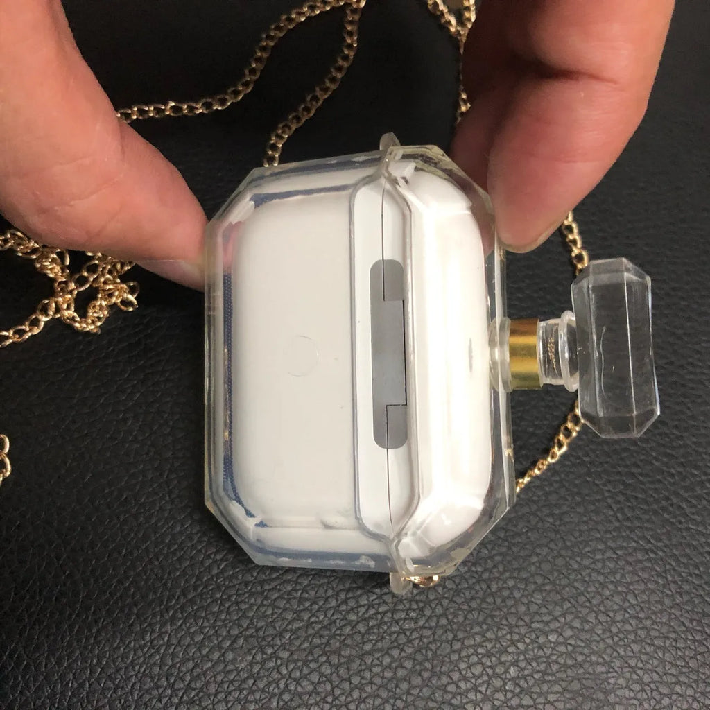 White perfume bottle design soft silicone protective case for Apple AirPods charging box.