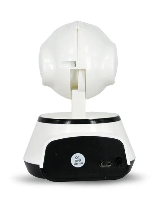 White WiFi baby monitor camera with 720P HD, night vision, two-way audio, and pan tilt