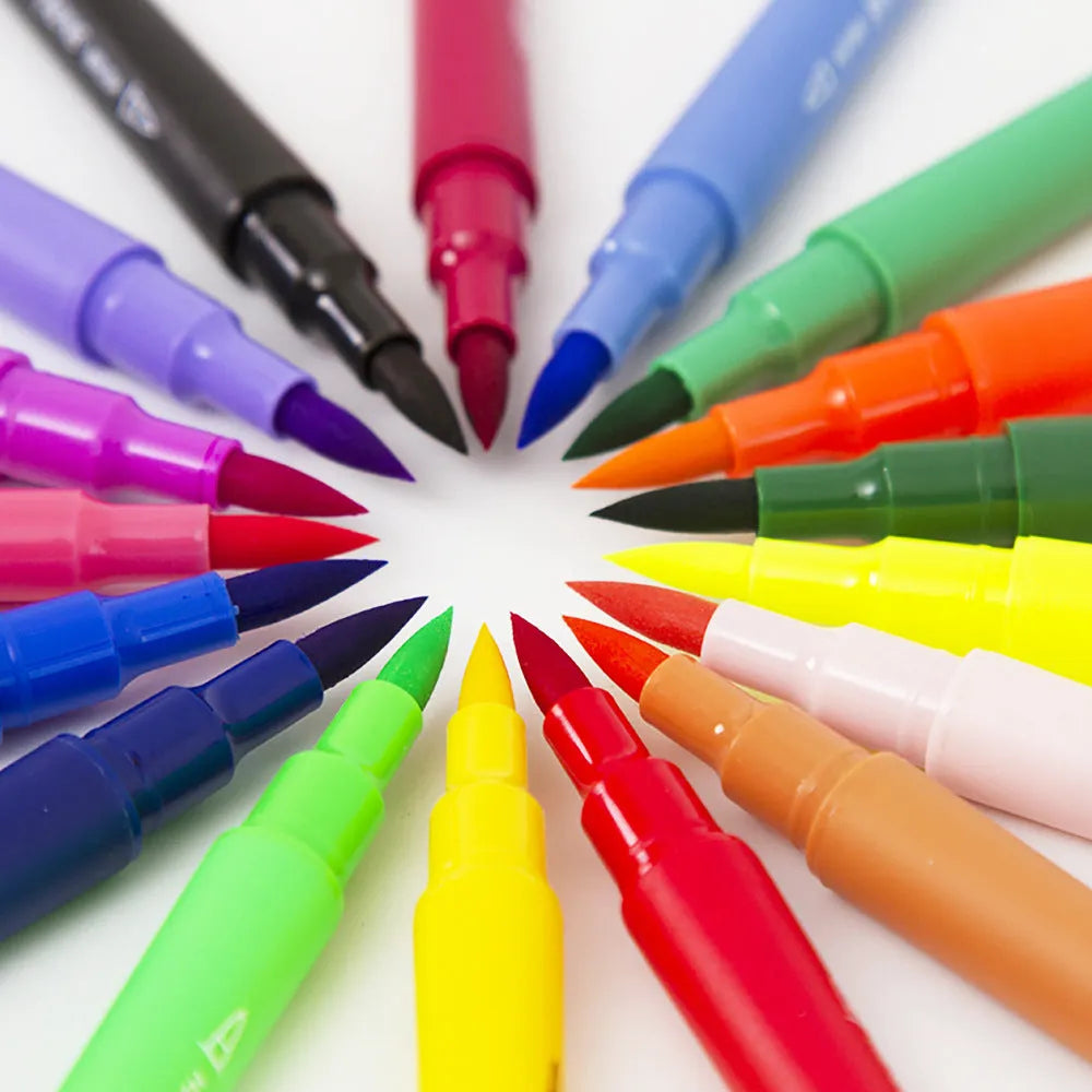 48-colour double-ended watercolour pen set with two tip types in protective PP box