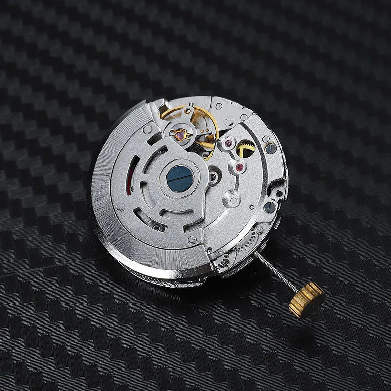 8215 automatic watch movement replacement with silver stainless steel construction showing 25mm diameter