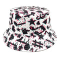 Retro musical note print polyester bucket hat dome crown size M