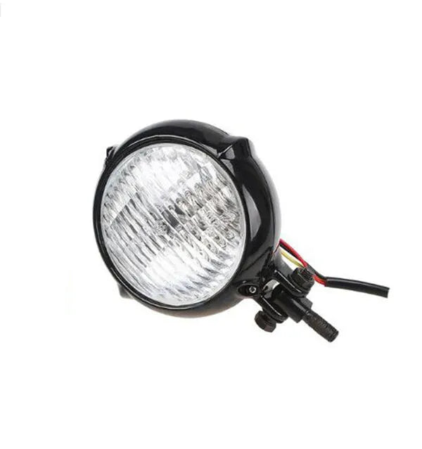 Harley motorcycle headlights with 8cm diameter cast aluminium body and electroplated black finish