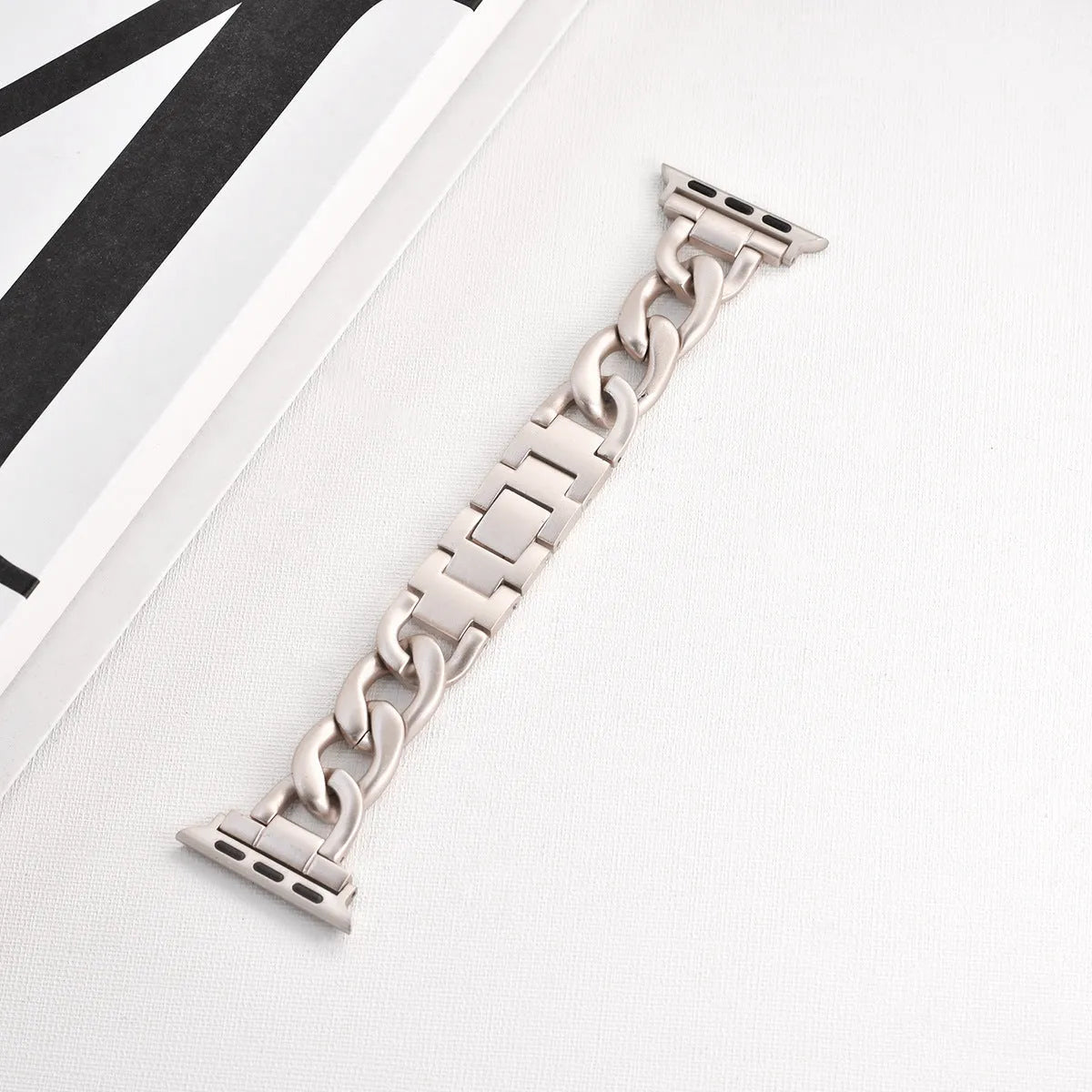 Denim chain metal Apple Watch strap in silver, black, gold, rose gold, or Starlight colour for 38-49mm cases