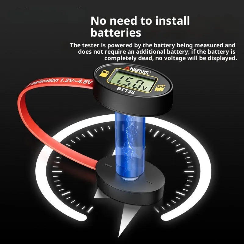 BT138 small portable digital display battery detector with magnetic battery level tester function