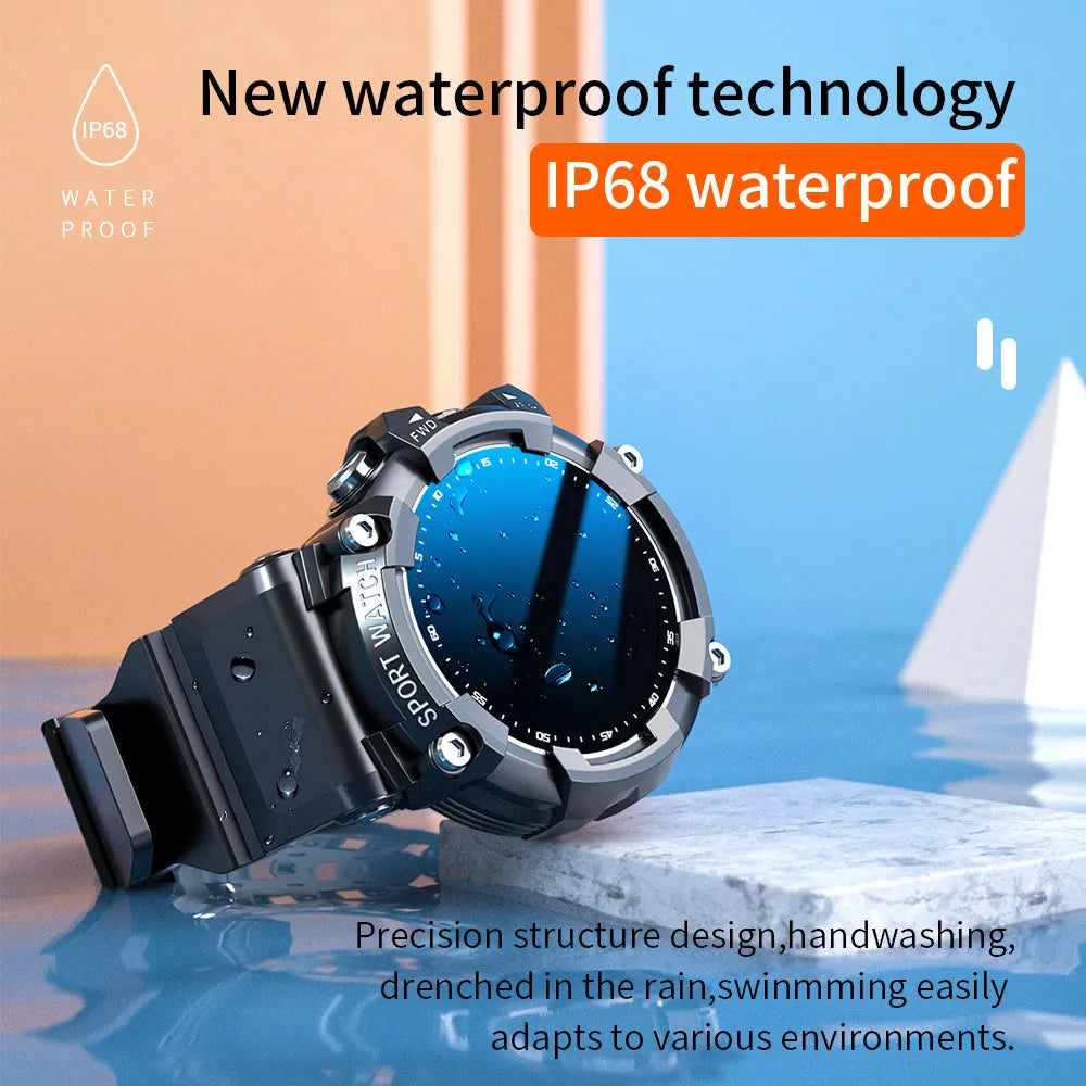 ATTACK 3 smart watch in black with round screen showing heart rate data on TPU strap