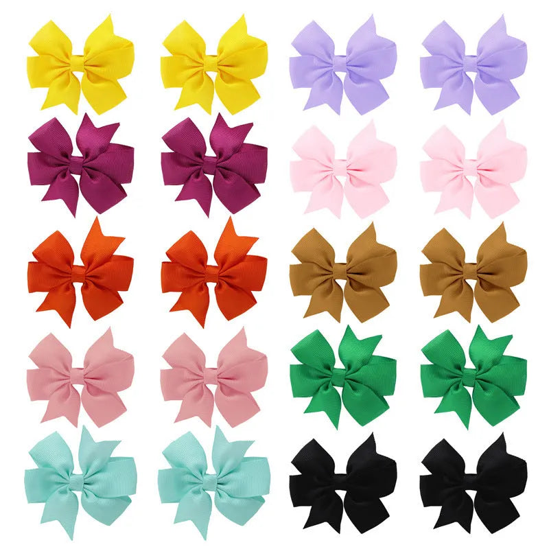 Handmade 3 inch grosgrain ribbon pinwheel hair bows with alligator clips for baby girls