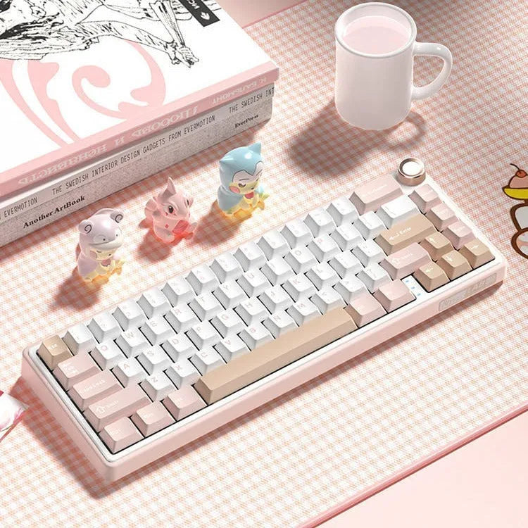White RGB mechanical keyboard with wireless Bluetooth connectivity and backlit keys