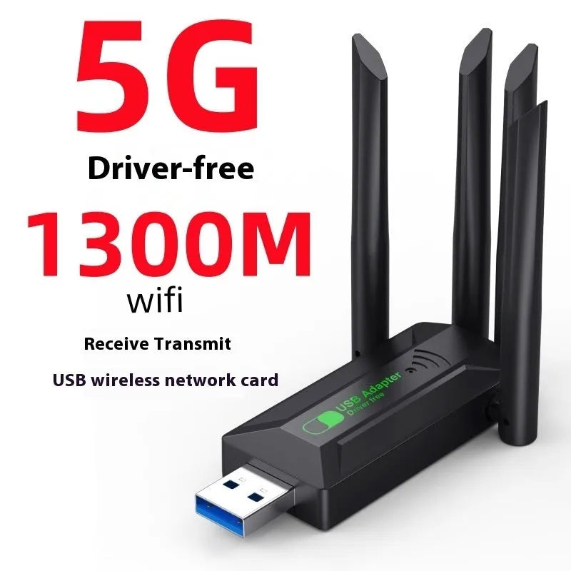 Black USB network transmitter device with four extended antennas