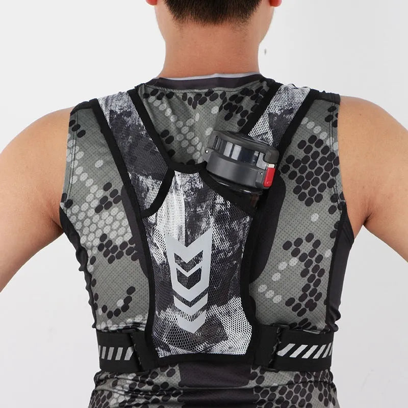 Breathable large capacity unisex chest bag in black polyester with adjustable 65-130cm waist strap for travel and sports.