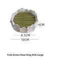 White gypsum rose ring storage tray, small 9.5cm jewellery dish with fabric lining