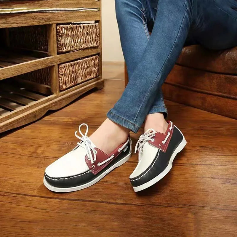 Men's casual shoes with artificial PU upper and flat heel in four colour options