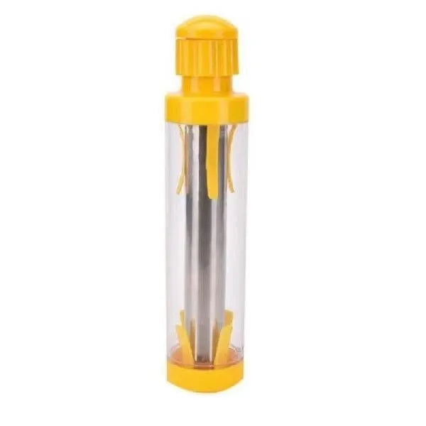 Yellow cylindrical corn stripper kitchen tool with 27cm height
