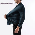 Seamless long sleeve anti-wrinkle shirt in elastic spandex fabric available in multiple colours