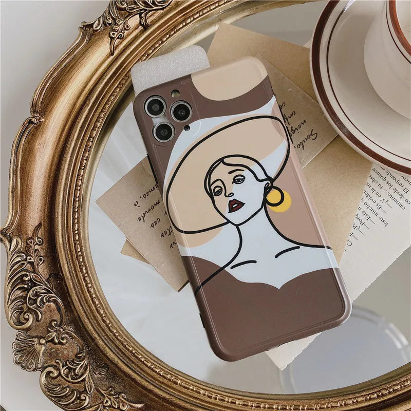 Orange yellow cartoon line art iPhone case for Apple iPhone 11 Pro Max with soft gel construction
