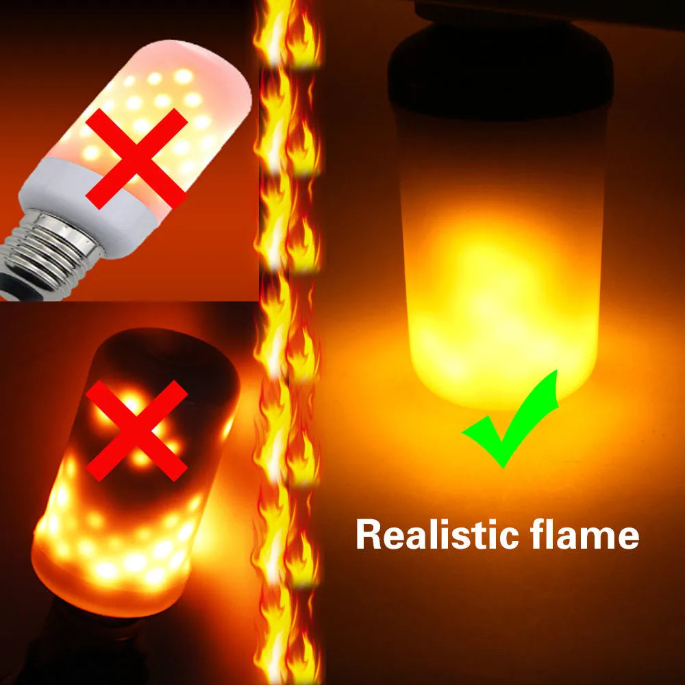 Atmosphere decorative flame effect lamp showing realistic LED flickering flame pattern on dark background