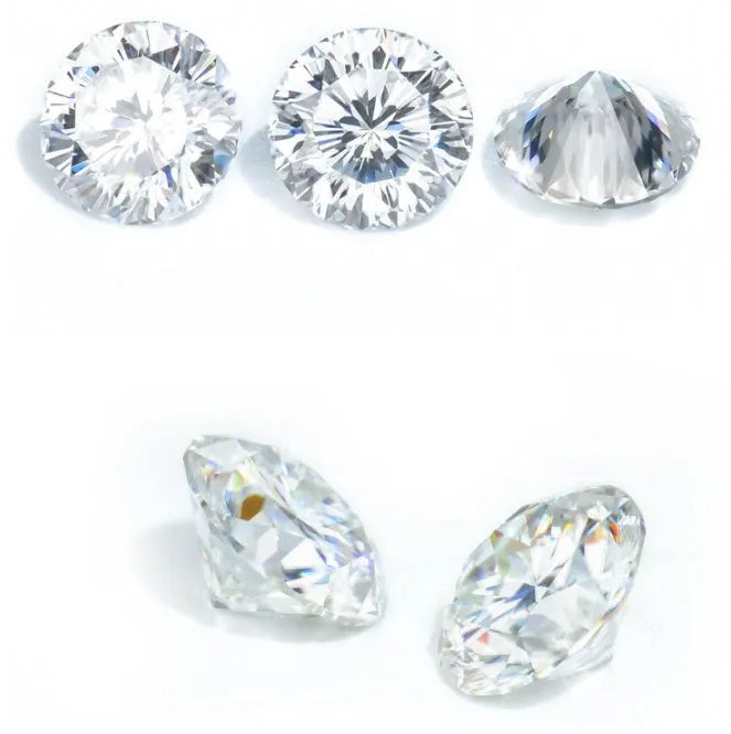 Round moissanite gemstone with eight hearts and eight arrows cut pattern in various sizes from 3mm to 18mm
