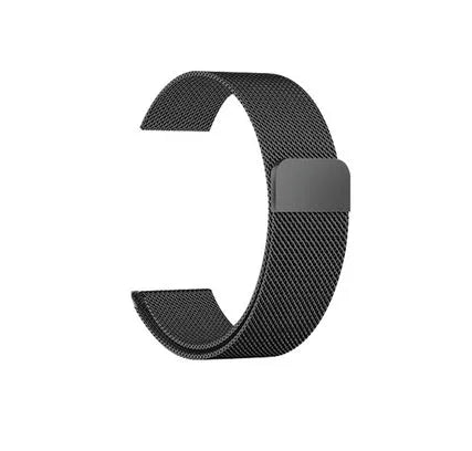 Stainless steel watch strap showing 220mm length with buckle, available in 22mm and 24mm widths for 38mm and 42mm watches