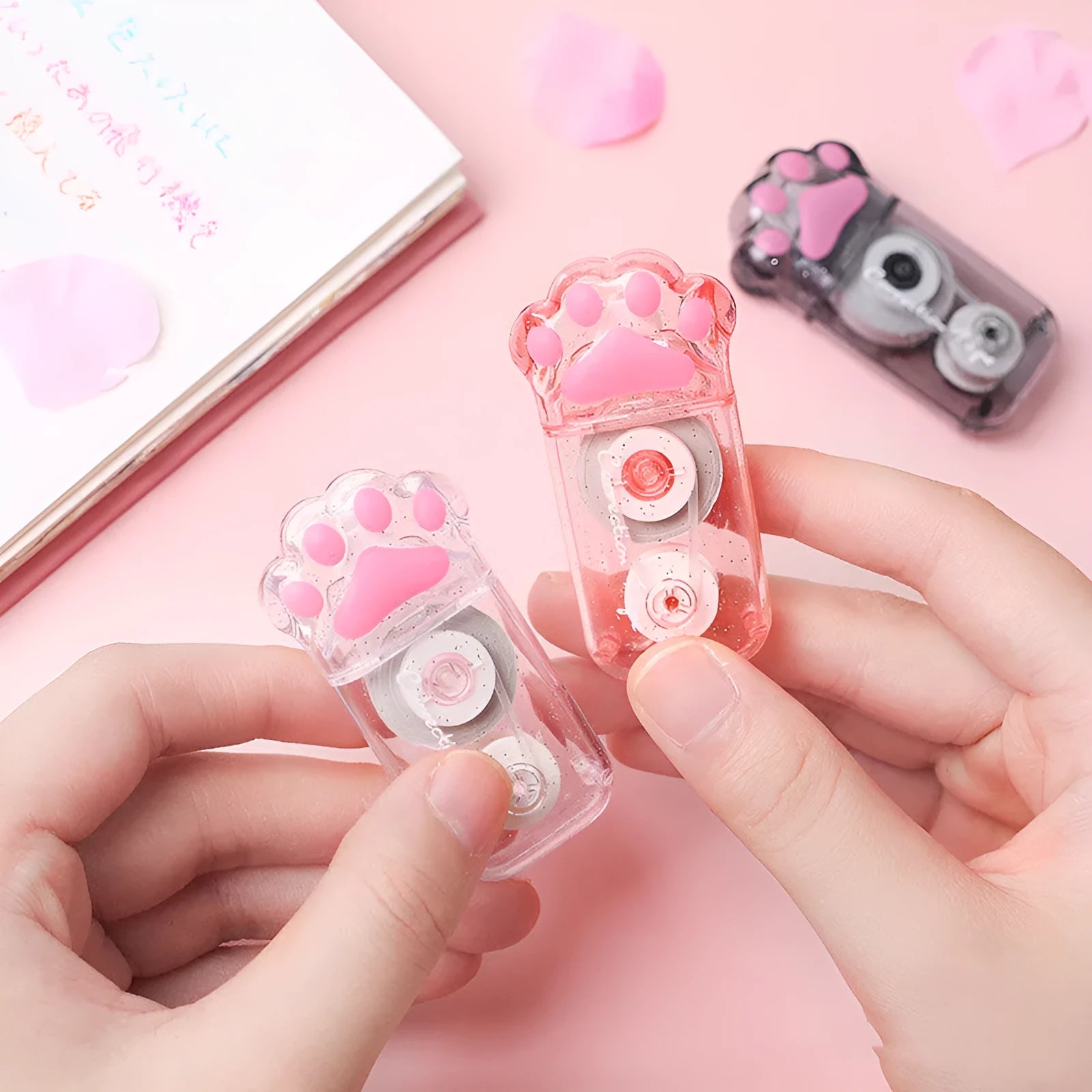 Cat claw and paw print design correction tape dispenser with 5mm width and 6 metre length.