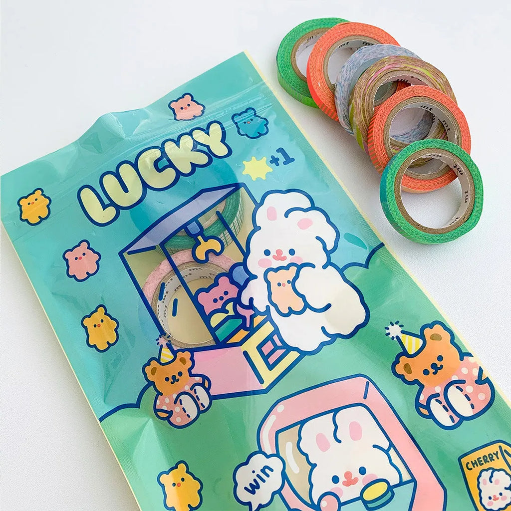 Rabbit-themed sealing pocket packaging bag in rectangular shape with double-layer 8 silk construction