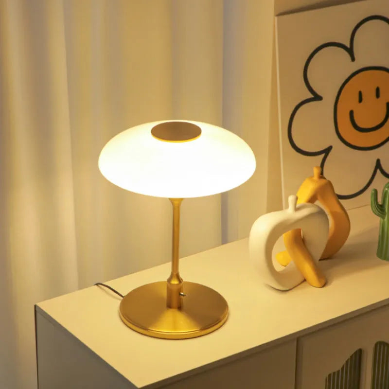 Vintage nickel plated ambient light with metal holder in choice of four colours: Golden White, Golden Orange, Pink, White