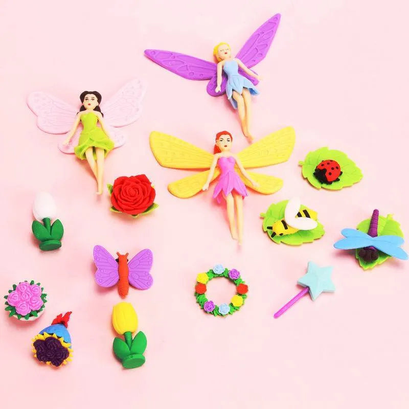 Flower Fairy eraser suit set with 12 units in Flower Fairy and Mermaid colours