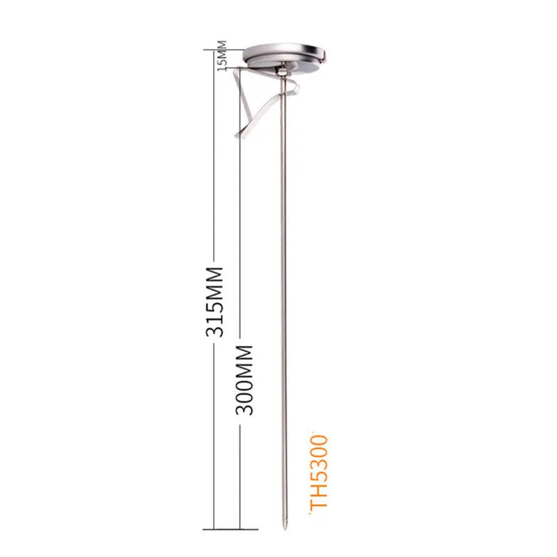 Stainless steel food thermometer with 300mm probe for oven, oil and liquid temperature measurement