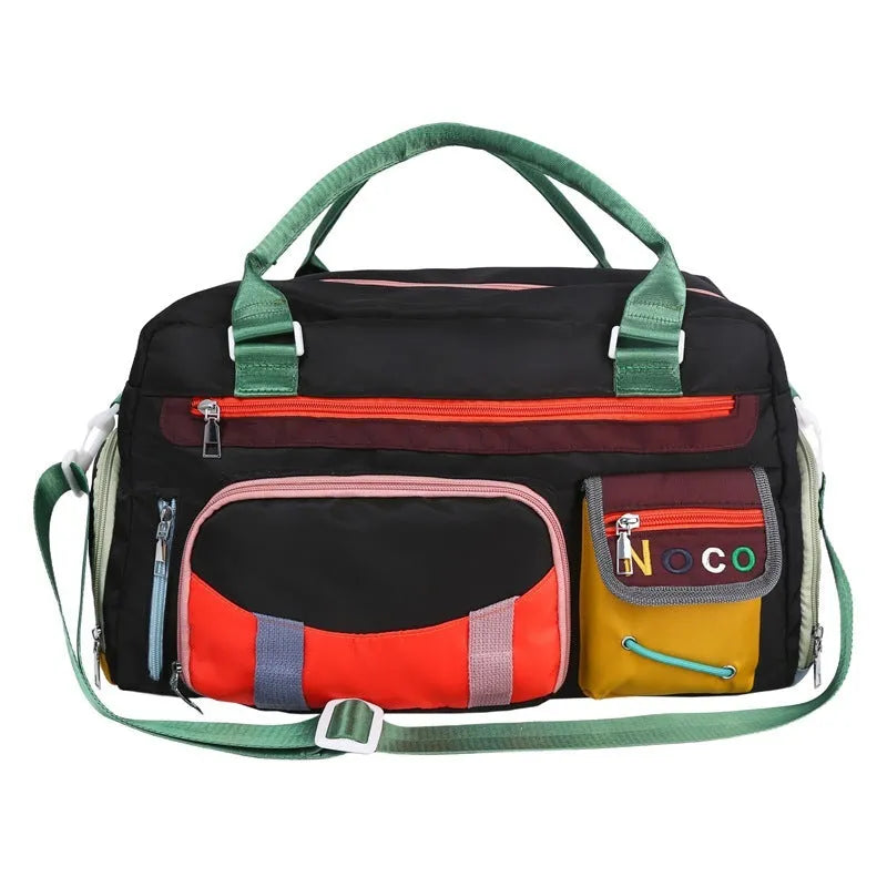 Large black sports shoulder messenger bag with a khaki colour option.