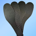 3K full palm carbon fibre running insoles showing weave pattern and thickness options for shock absorption
