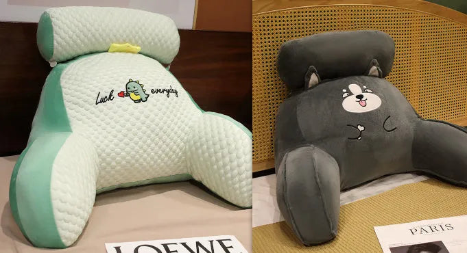 Triangle reading cushion with ergonomic backrest and cool ice bean fabric cover