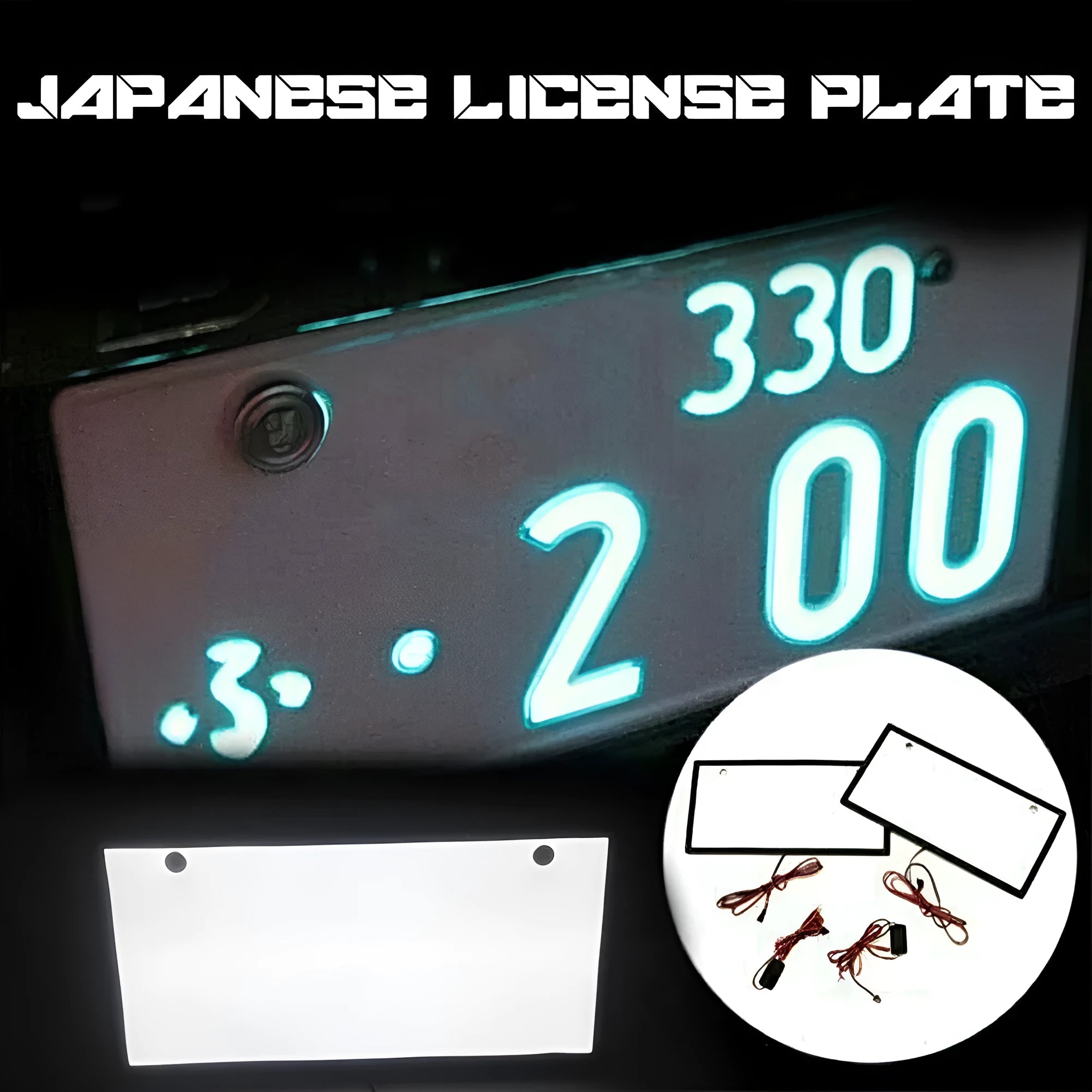 A pair of black plastic LED licence plate light bars for trucks on a white background.