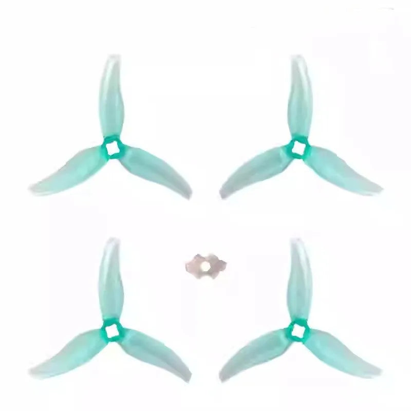 36-inch three-leaf FPV paddle blade in PVC, under 30cm, transparent gray, green, or purple