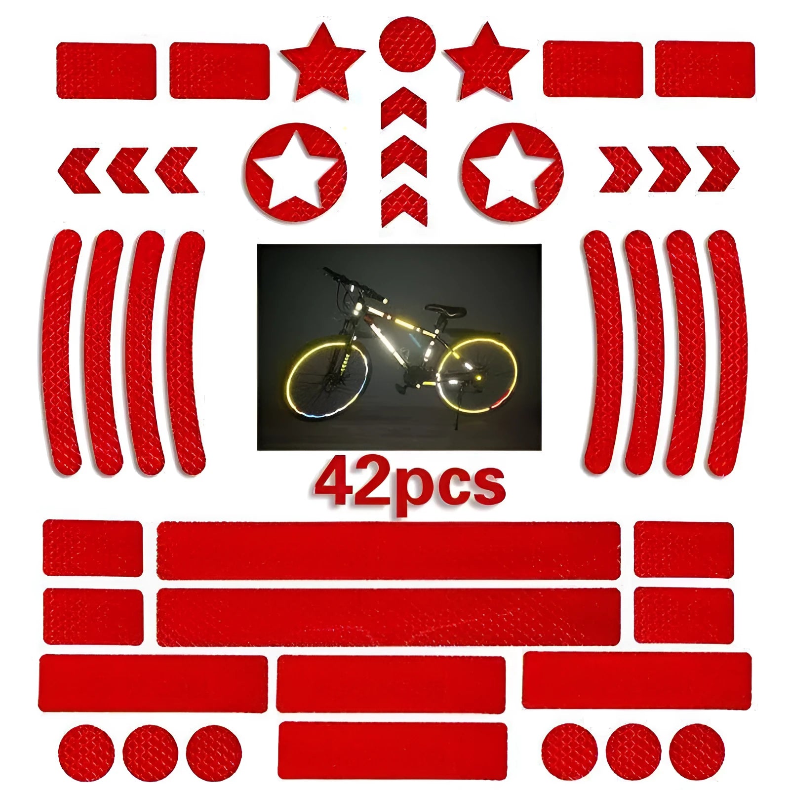 Bicycle reflective safety tape with grid pattern in four colour options measuring 11.5 by 21 centimetres