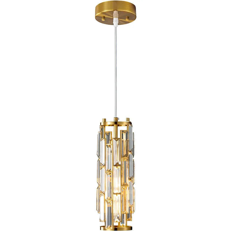 LED single head industrial style crystal droplight chandelier in black, gold, or chrome finish