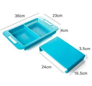 Multifunction kitchen chopping board with integrated sink drain basket in various colour options
