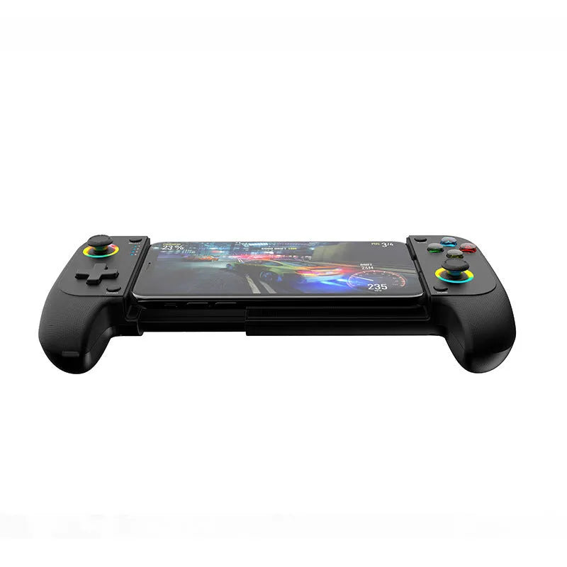 Black Bluetooth wireless stretching game handle for mobile phones with physical controls