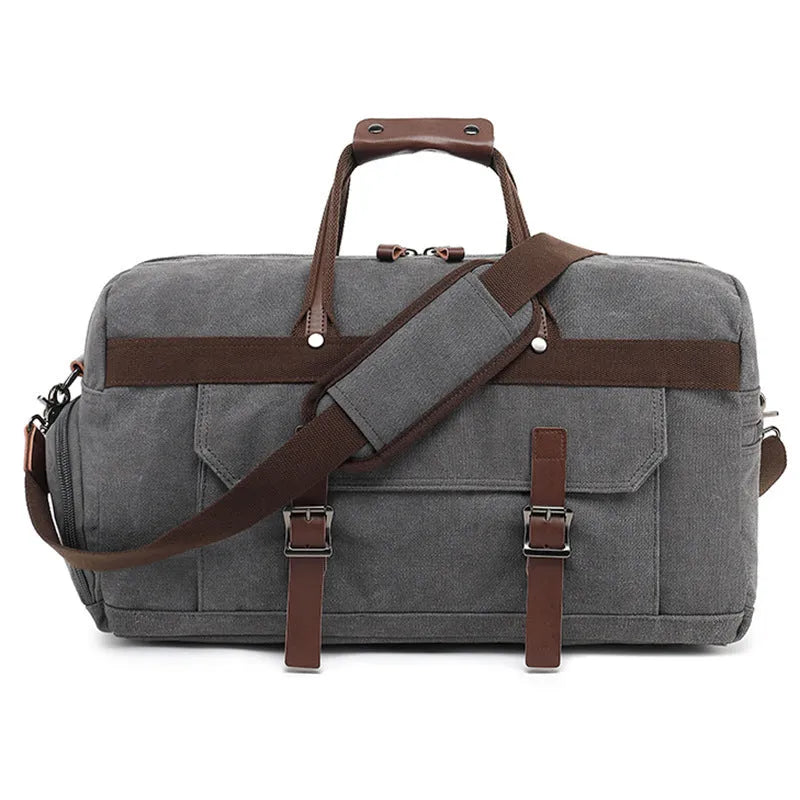 Men's canvas crossbody travel bag in retro style with 36-55 litre capacity