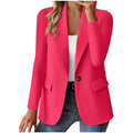 Women's long sleeve solid colour cardigan small suit jacket, slim fit with pocket, in dark red, black, grey or blue